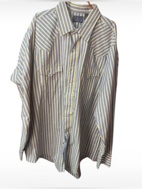 Boulevard For Tall Men Striped Button-Up - Blue & Yellow